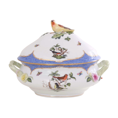 Soup tureen, bird knob