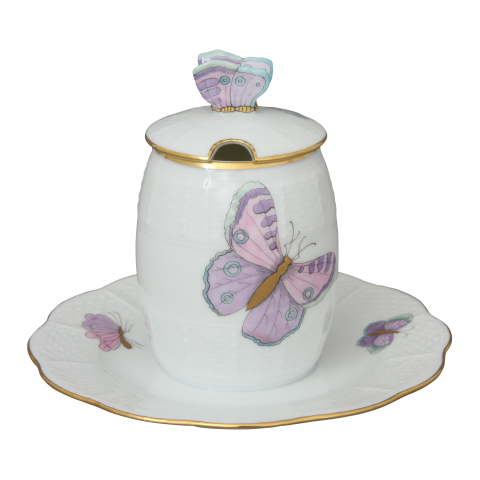 Mustard pot, butterfly knob