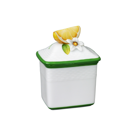 Jam dish w. flower and orange