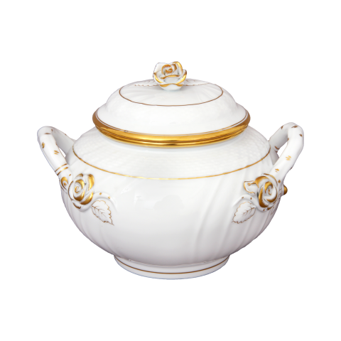 Soup tureen, rose knob