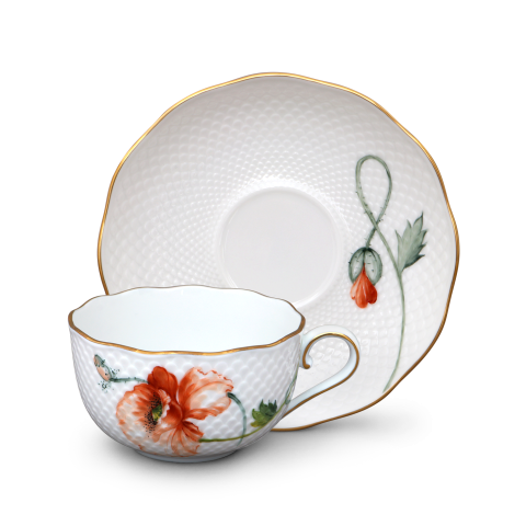 Teacup with saucer, VH relief