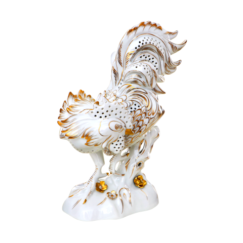 Rooster, openwork, with flowers
