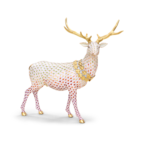 Stag with flower garland