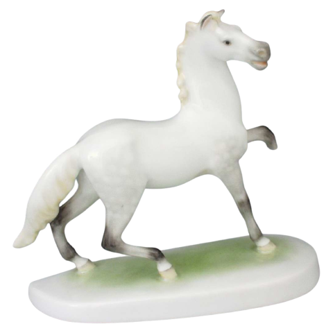 Horse, prancing, looking to the right