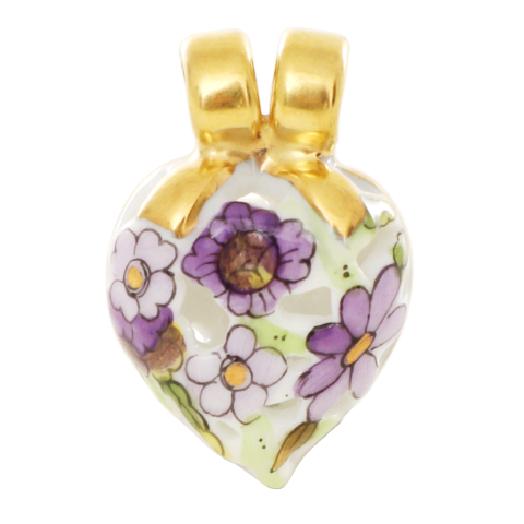Pendant, heart w. ribbon