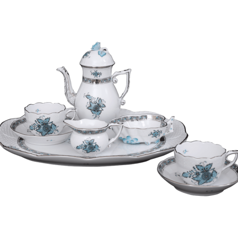 Mocha coffee service for 2 persons decorated in ATQ3-PT