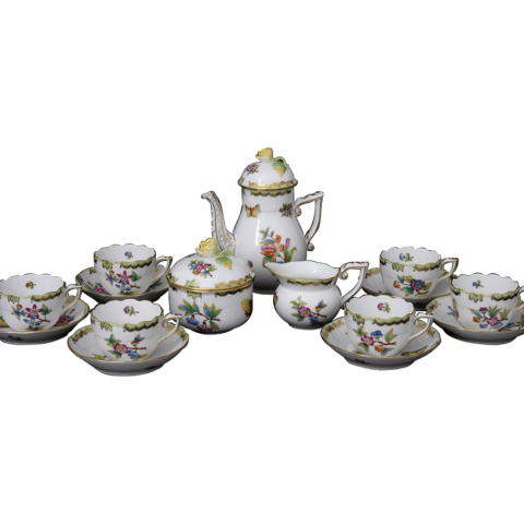 Mocha coffee service for 6 persons decorated in VBO