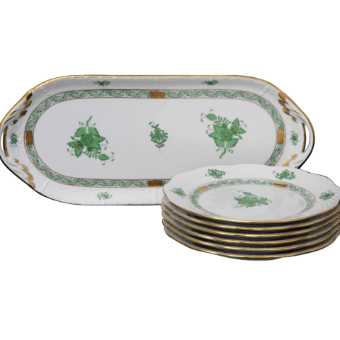 Cake Set for 6 persons, decorated in Apponyi