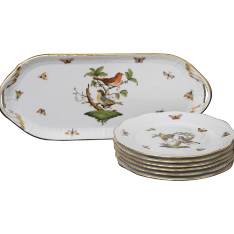 Cake Set for 6 persons, decorated in Rothschild