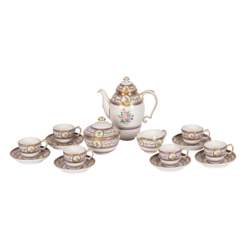 Mocha coffee service for 6 persons decorated in ELIT